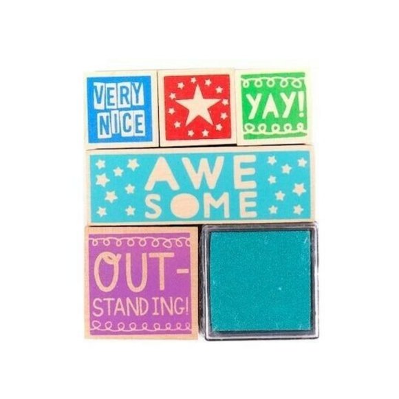 Wood Rubber Stamps for Teacher Paper Grading for Classroom School NEW - Picture 1 of 3